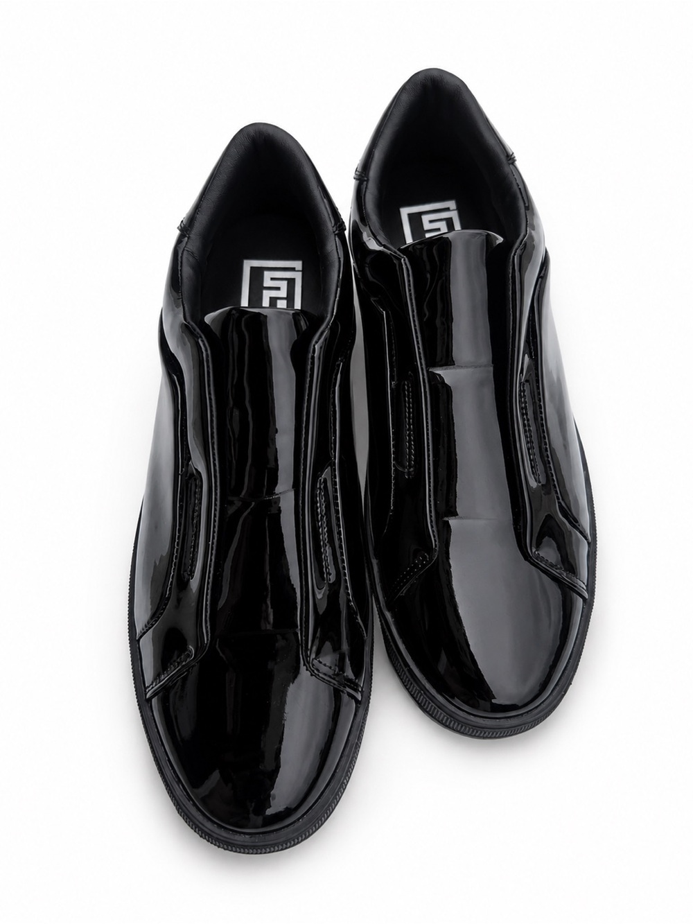 Faranzi Newport Black Patent Slip-On Sneakers Men’s Sz 12 Glossy Casual Comfort - Picture 3 of 5